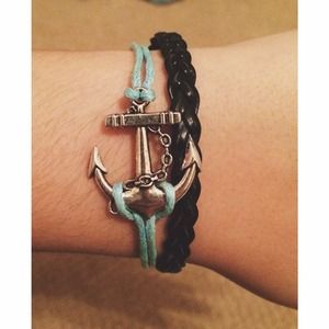 Light blue anchor stack bracelet