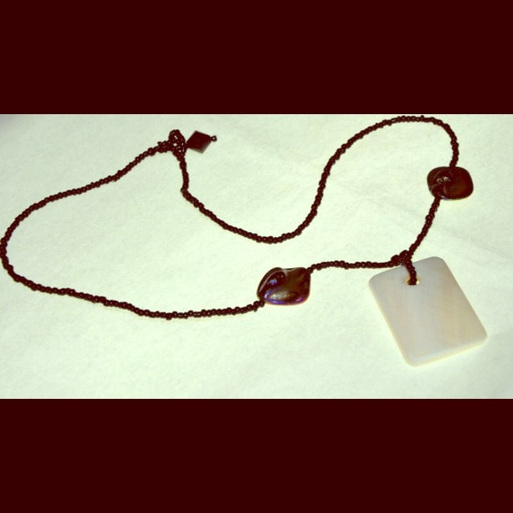 Mother of Pearl & Black Seed Bead Pendant