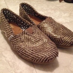 Gold Herringbone TOMS