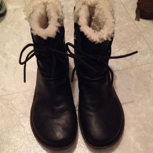Black leather UGGS