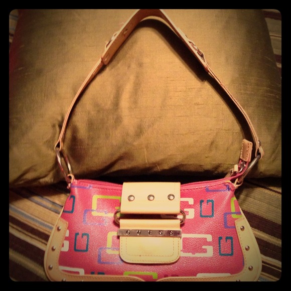 Guess multi-colored small leather handbag