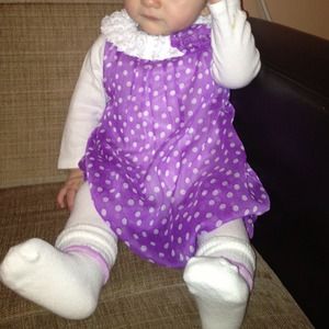 Purple and white polka dot baby girl dress