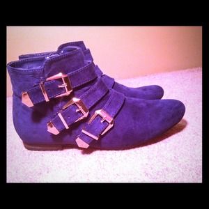 Royal Blue Suede Booties