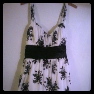 White/Black Flower Print Dress