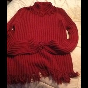 Great maroon sweater with fringe!⚡⚡️️REDUCED⚡️⚡️