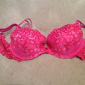 Beautiful VS Lace pink padded Demi bra