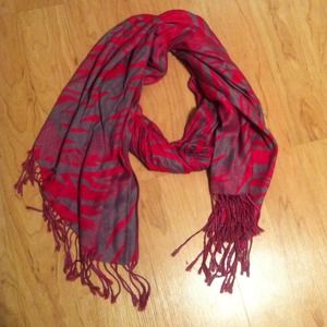 Neon pink and gray zebra scarf not infinity