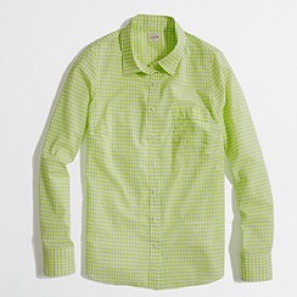 J.Crew green gingham button-down, sz xs