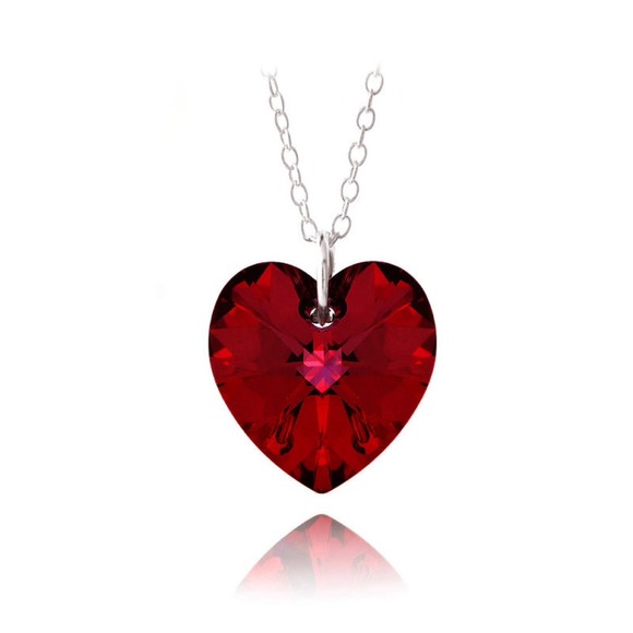 Ruby Heart Necklace W/ Swarovski Elements