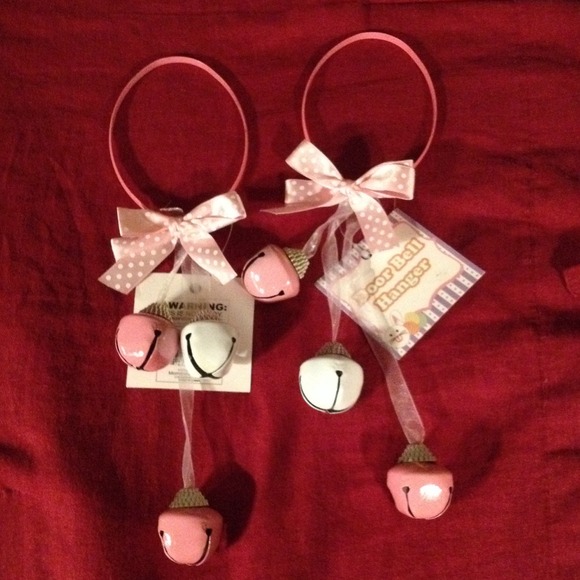 2-pink & white door bell hangers