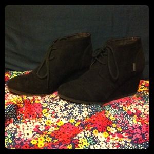 Black suede lace up wedges