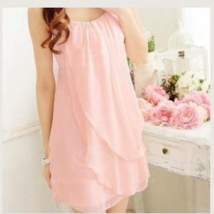 Chiffon dress pastel pink