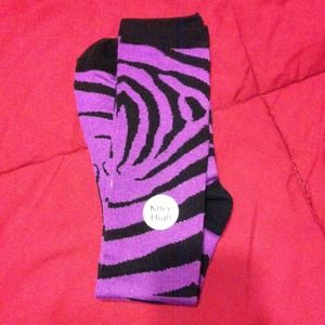 Purple zebra knee high socks