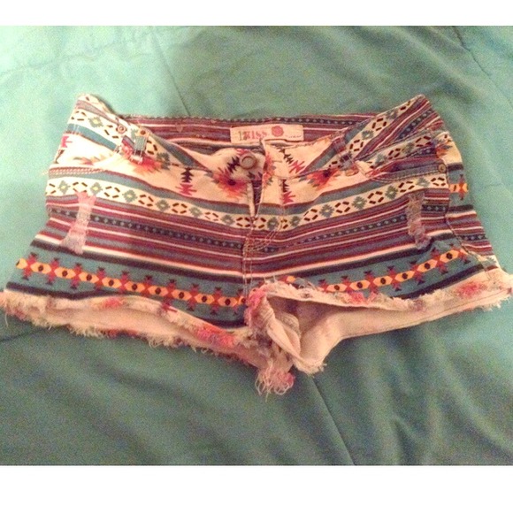 Colorful Tribal Print Shorty Shorts