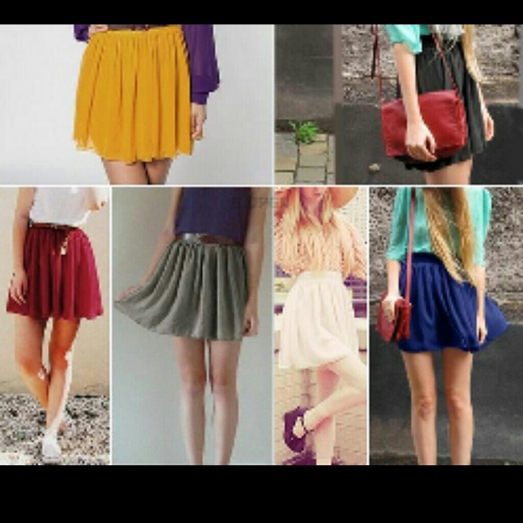 Double layer chiffon hw pleated skirt