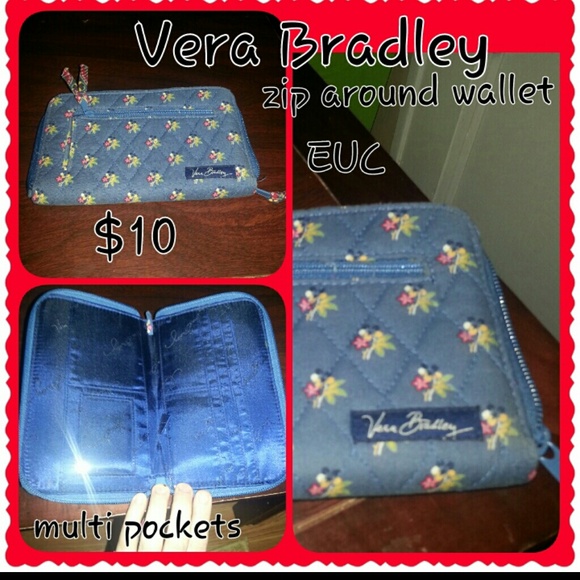 Multi color vera bradley zip around wallet (EUC)