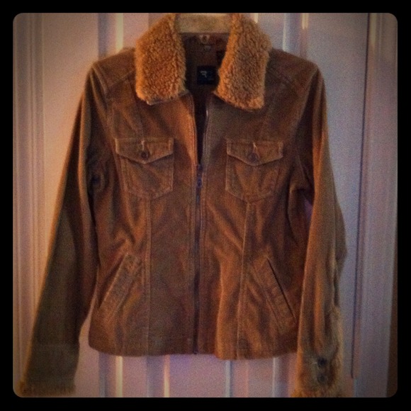 Corduroy Jacket with Detachable Faux Fur Collar