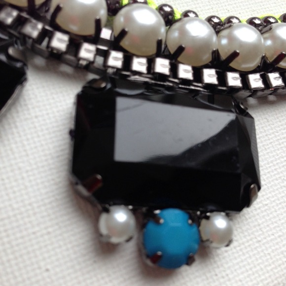 Jewelry - Pearl neon green & lucite stone necklace & orange Jewelry - Pearl neon green & lucite stone necklace & orange