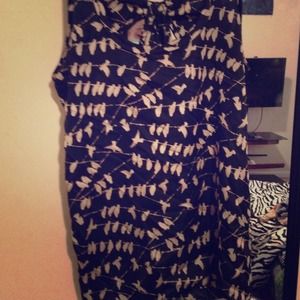 black bird print tank top