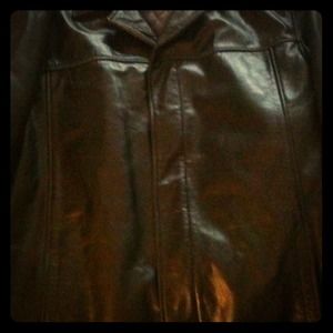 Men's black leather jacket