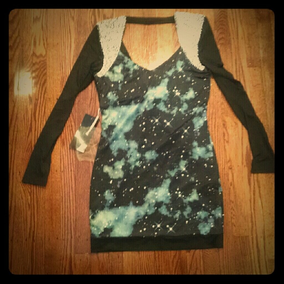 Bebe Addiction Galaxy Rhinestone Dress!!