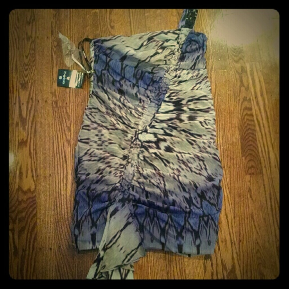 Bebe Beaded Strap Cascade Dress