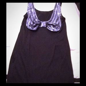 Black Sequin Bow Dress