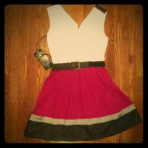 Bebe Olivia Colorblock Belted Dress!!