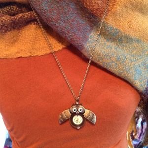 Owl clock necklace