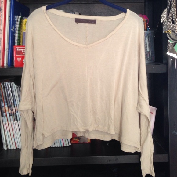 Tan long sleeved crop top