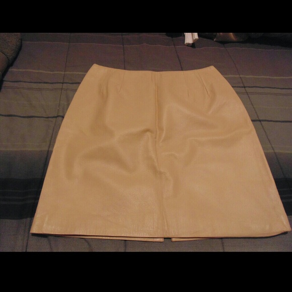 Camel Real Leather Skirt