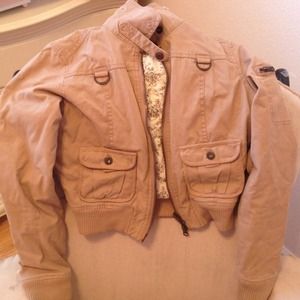 Guess tan bomber jacket, super cute!