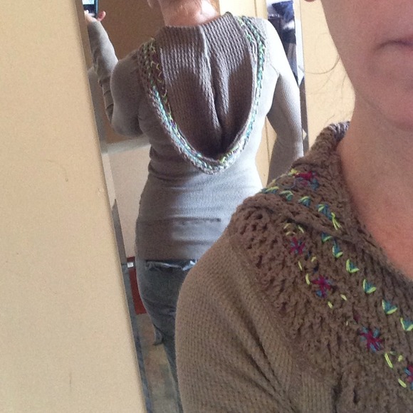 Free People 🍂 Thermal Crochet Cuff Hoody XS S - Picture 2 of 4