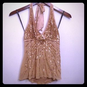 Bebe silk beaded halter top