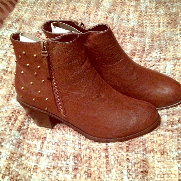 Brown Boots with Gold Stud Detail