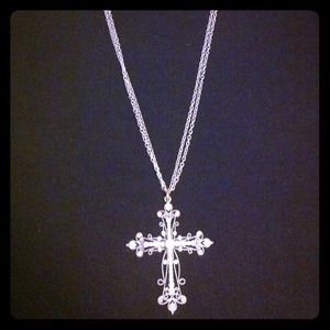 Large sparkle cross necklace