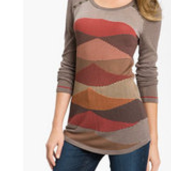 Nic+Zoe Brown Multi Striped Sweater