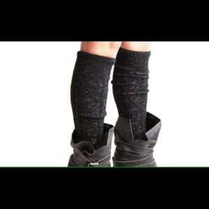 Metallic black knee high socks