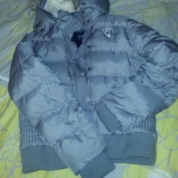 American Eagle Silver Bomber Coat