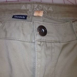 Khaki straight leg pants.