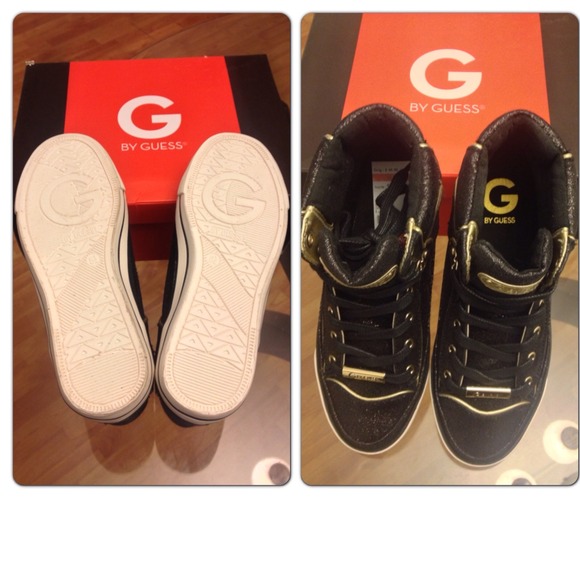 G by GUESS Fashion Sneakers black/gold shimmer NWT - Picture 4 of 4