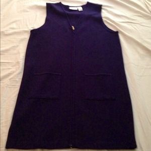 Dark purple Merino wool zip front dress.
