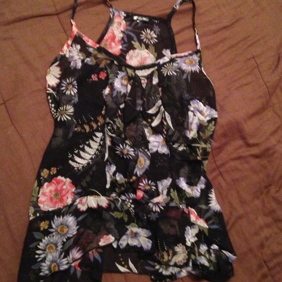 TRADEDSheer Black and floral Cami