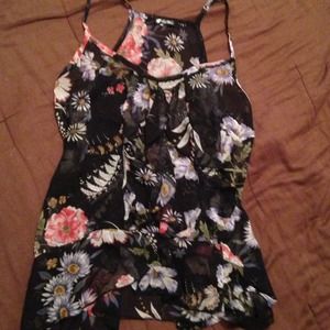 TRADEDSheer Black and floral Cami