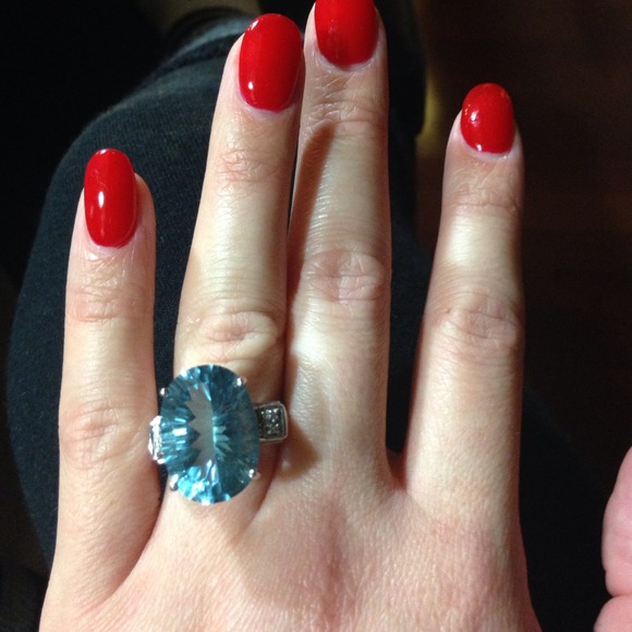 Huge blue topaz ring set in 925 sterling silver