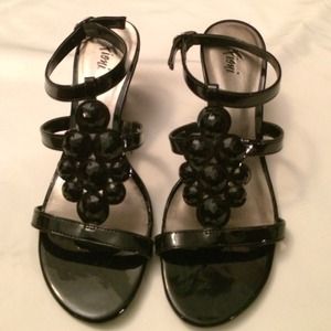 Black Fioni Strappy Wedges