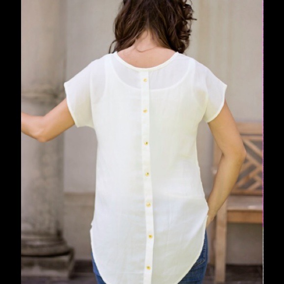 White Hi-Lo Button Back Top - Picture 2 of 2