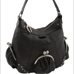 Betsey Johnson kiss locked leather hobo
