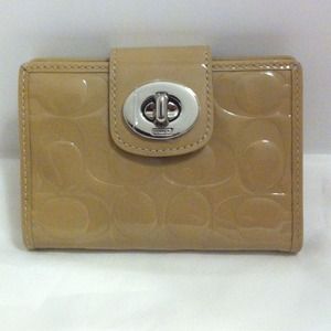 Coach embossed c patent leather turnlock wallet