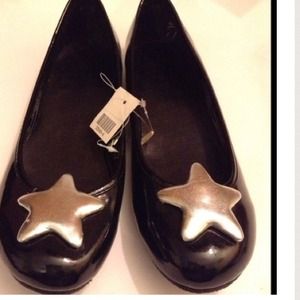 Size 5/6 black & silver star shoes
